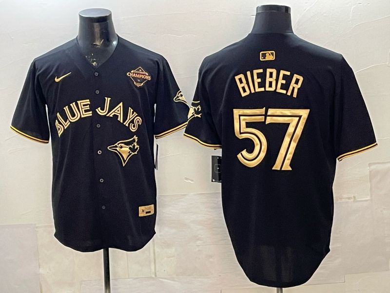 Men Toronto Blue Jays #57 Bieber Black Gold 5th Throwback 2026 Nike MLB Jersey style 01
